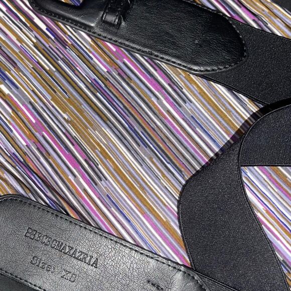 BCBGMAXAZRIA Dress Cowl Neck Multicolor Striped Belted Midi size small - Picture 4 of 5